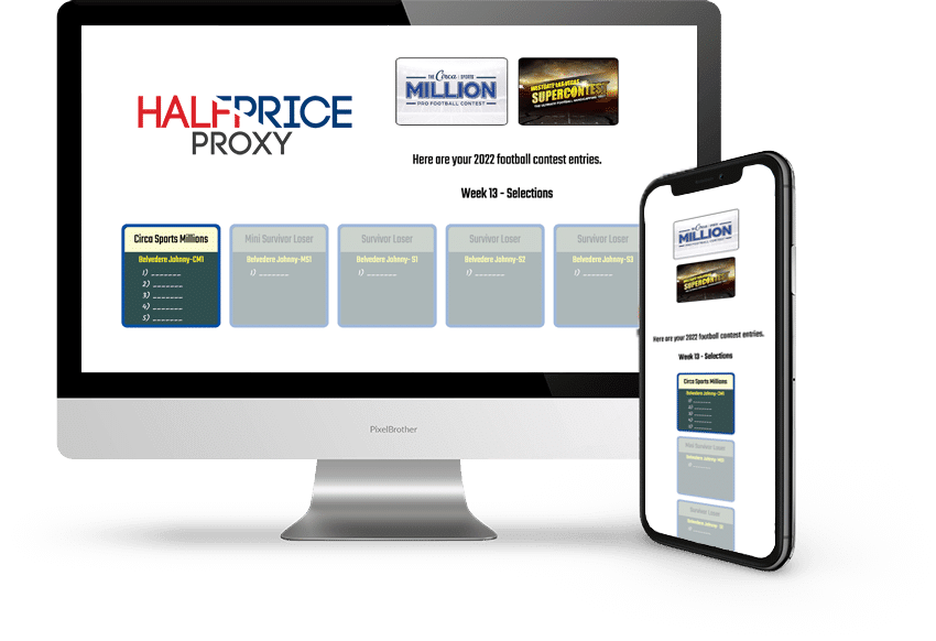 half price proxy pick portal mockup